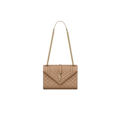 YSL ENVELOPE MEDIUM IN QUILTED GRAIN DE POUDRE EMBOSSED LEATHER 600185BOW912346 (24*17.5*6cm)